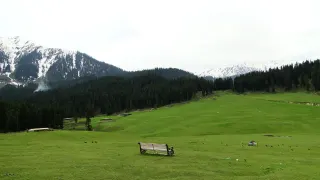 A bench with scenic view Doodhpathri southwest Jammu Kashmir India